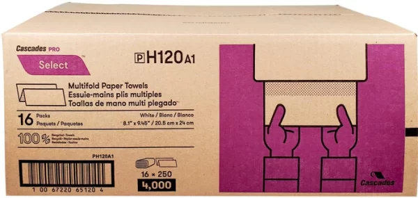 (H170) Cascade Universal White Multifold Towel 4000/case