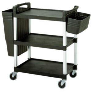 Food Service Cart with Bin - Black